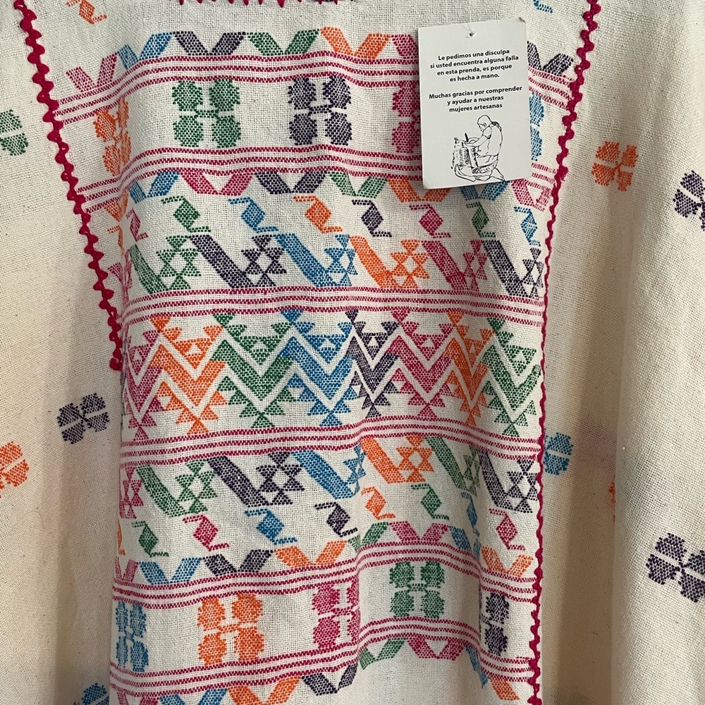 Handmade Xuipil arte Huaxyacac tunic mumu swim coverup manta cloth embroidered - Picture 8 of 9